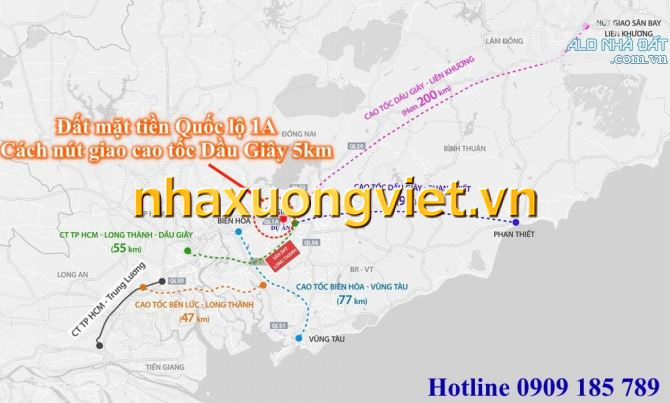 Mặt tiền Quốc lộ 1A 3.610 m2 (thổ cư 615m2) gần nút giao cao tốc Dầu Giây - HCM